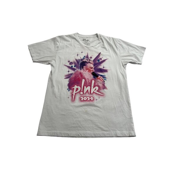 PINK 2024 Tour Airbrushed T-Shirt in White - Picture 1 of 3